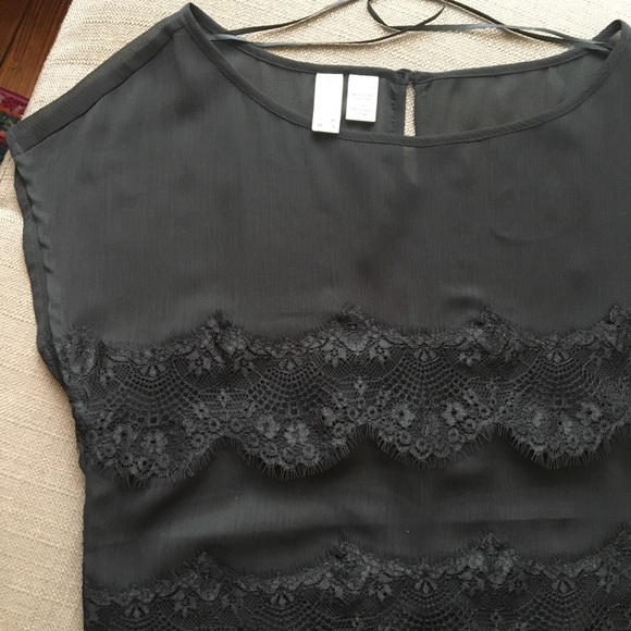 Sheer black top, sheer lace top, Esprit, XS - Picture 7 of 16